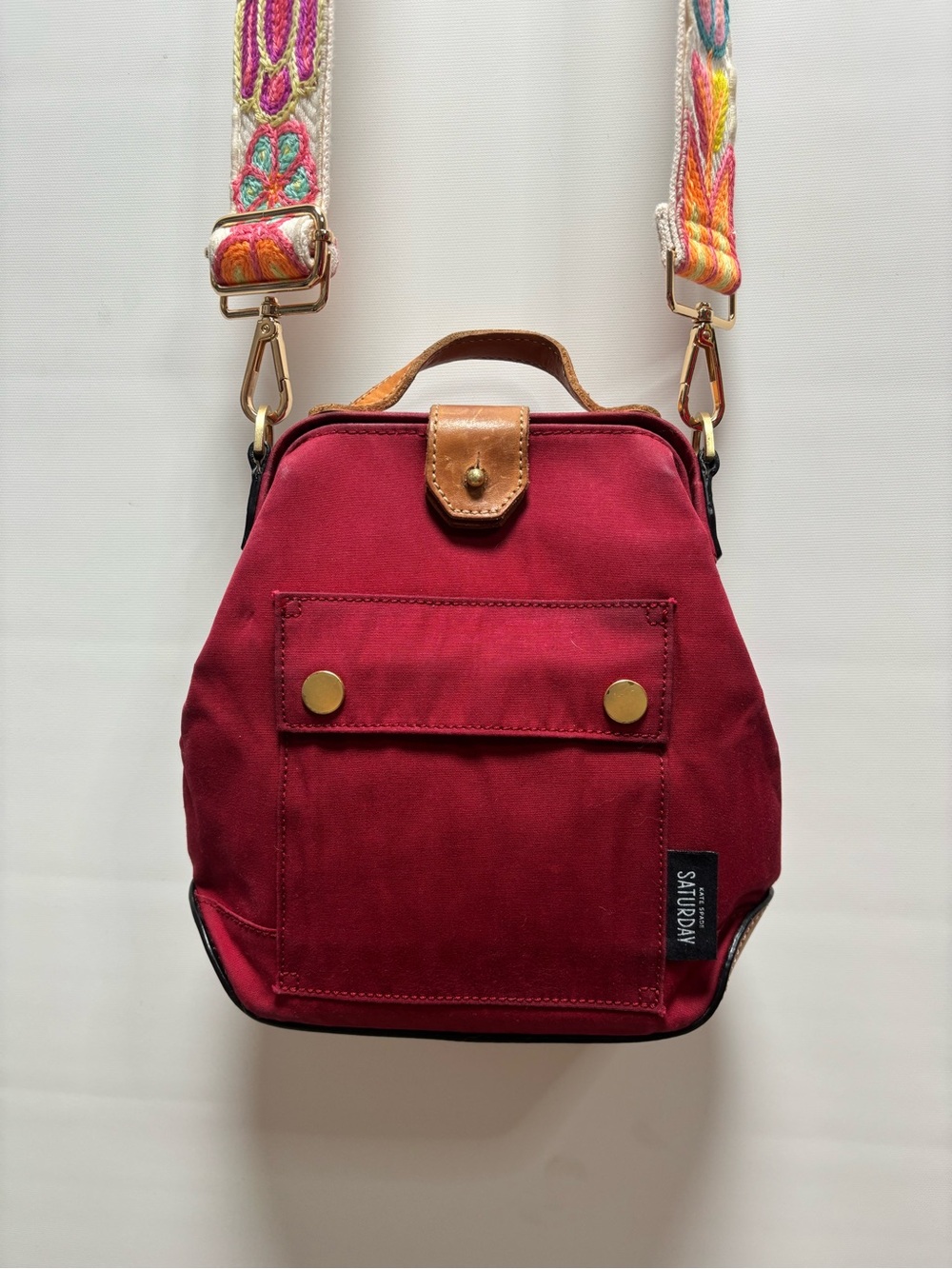 kate spade Saturday red Canvas Crossbody with Embroidered Strap